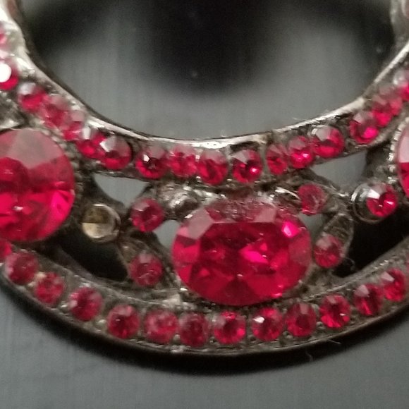 VINTAGE JOSE & MARIA BARRERA RED CRYSTAL TEAR DROP DANGLE CHANDELIER EARRING - Picture 7 of 11